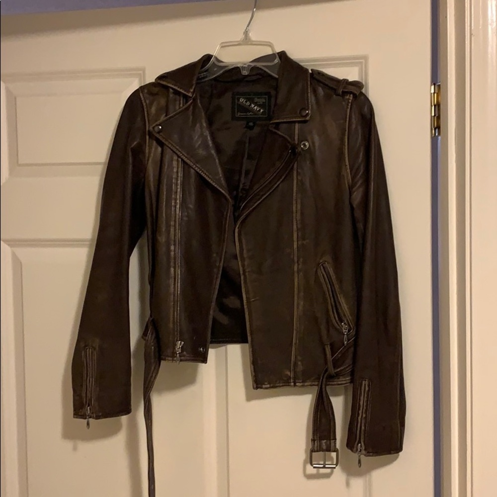 Vintage old navy leather motto jacket